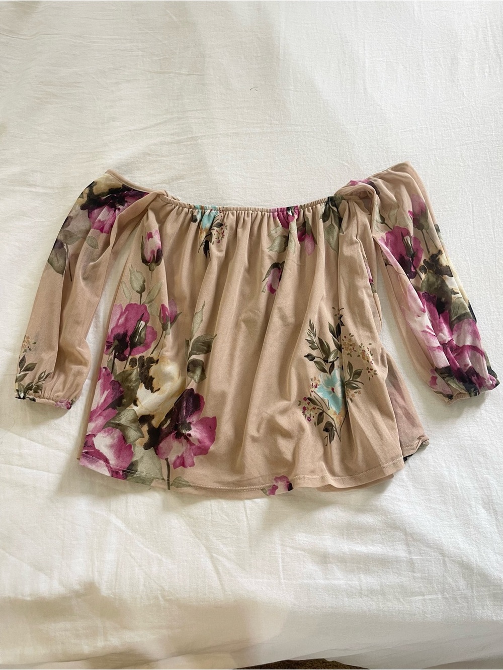 Off shoulder flower boho top